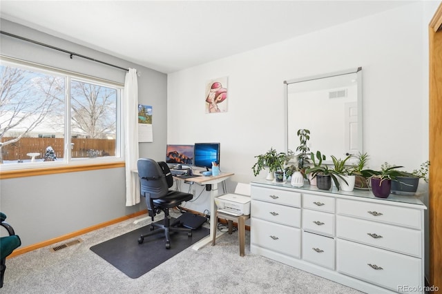 office space featuring light colored carpet