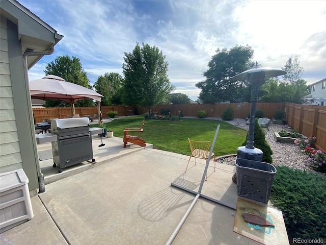 view of patio / terrace featuring a gazebo and grilling area