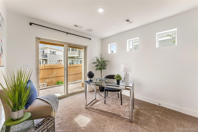 office area with carpet flooring