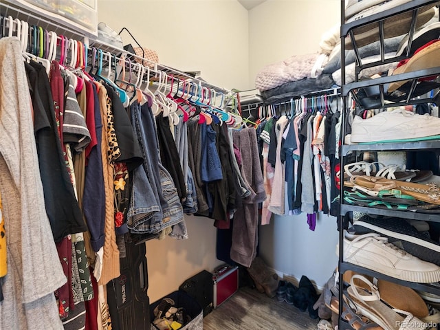 spacious closet with wood finished floors