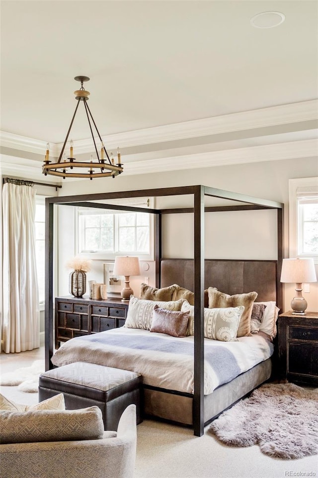 5425 S University Blvd, Greenwood Village, CO 80121 - bedroom featuring a chandelier and crown molding