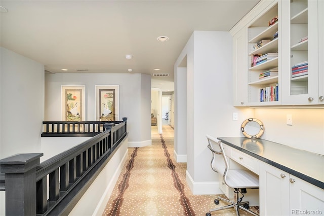 5425 S University Blvd, Greenwood Village, CO 80121 - hallway featuring an office area, recessed lighting, baseboards, and light colored carpet