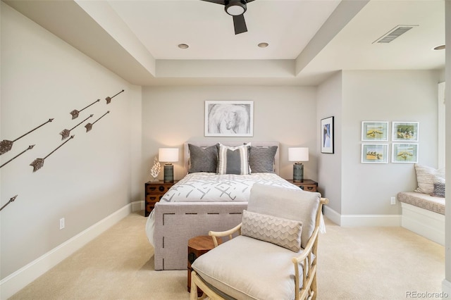 5425 S University Blvd, Greenwood Village, CO 80121 - bedroom with light carpet, baseboards, and a raised ceiling