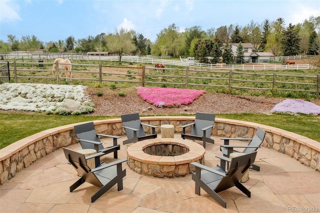 5425 S University Blvd, Greenwood Village, CO 80121 - view of patio with a fire pit, a view of rural / pastoral area, and fence