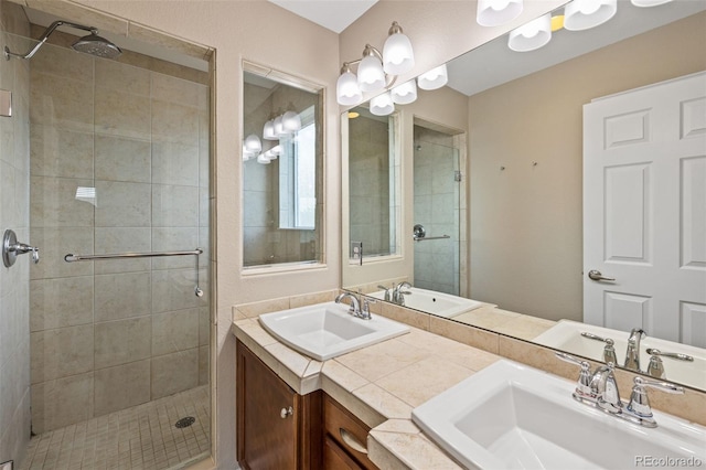 8216 Mahogany Wood Ct, Colorado Springs, CO 80927 - bathroom with a stall shower and double vanity