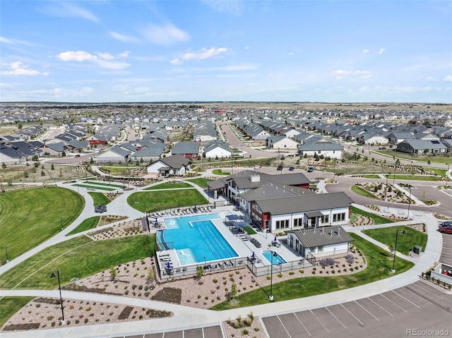 8216 Mahogany Wood Ct, Colorado Springs, CO 80927 - aerial view of residential area featuring a pool area