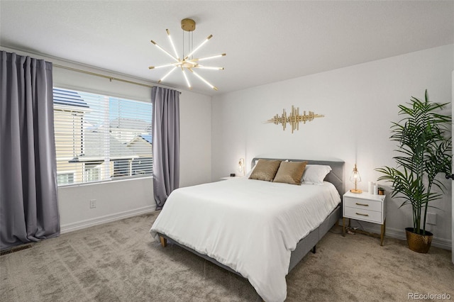 10226 Worchester St, Commerce City, CO 80022 - bedroom with carpet floors, baseboards, an inviting chandelier, and visible vents