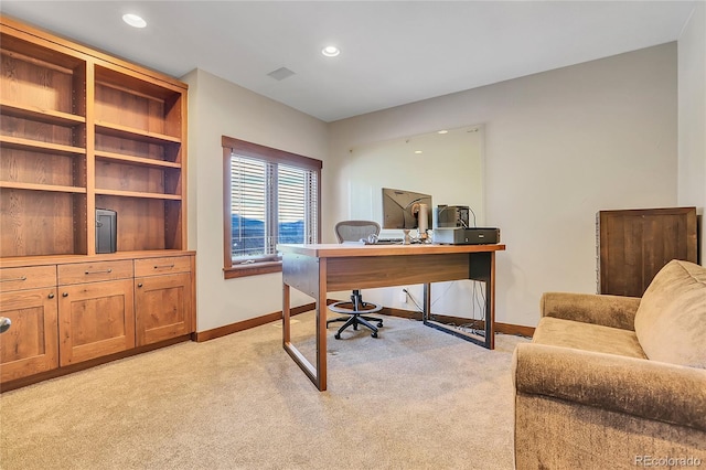 office area with light colored carpet