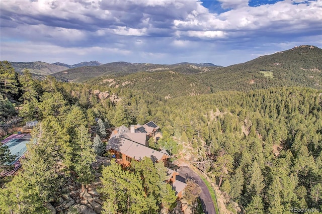 drone / aerial view with a mountain view