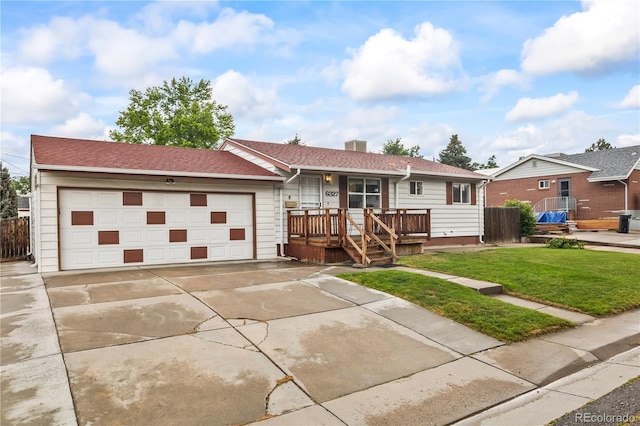 6327 Fenton St, Arvada, CO 80003 - ranch-style house featuring driveway, covered porch, a garage, and roof with shingles