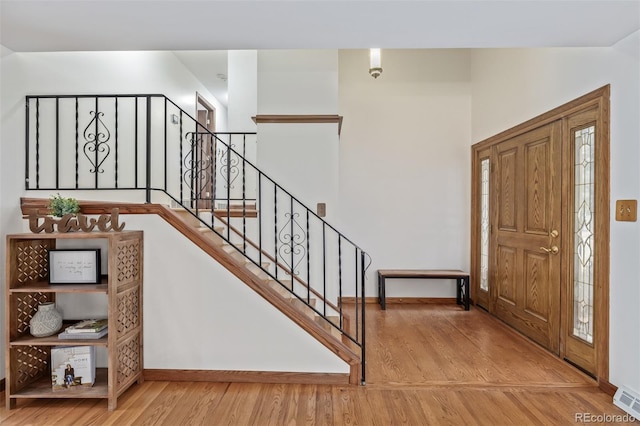 entrance foyer with wood-type flooring