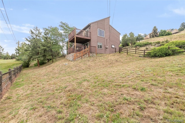 3260 Bit Rd, Evergreen, CO 80439 - view of yard featuring a wooden deck and stairway