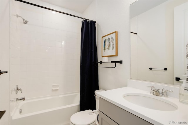 7029 Sagerock St, Castle Pines, CO 80108 - bathroom with vanity, toilet, and shower / bath combo with shower curtain