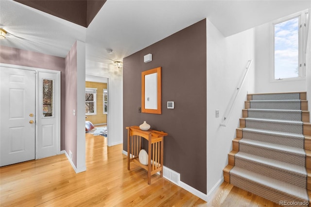 foyer entrance featuring light hardwood / wood-style floors