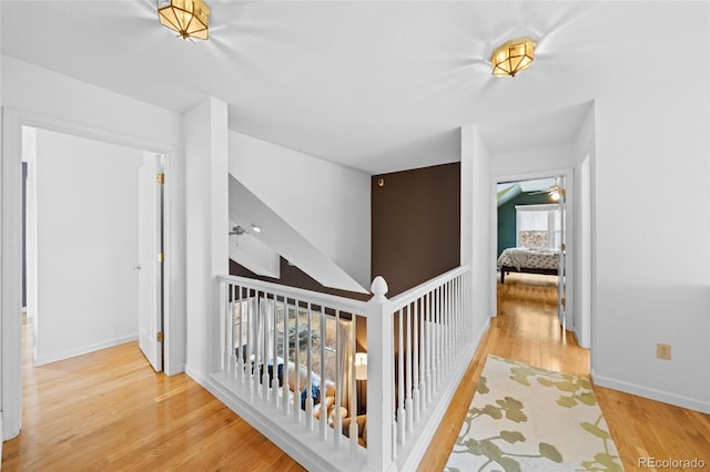 hallway featuring light wood-type flooring and a wealth of natural light