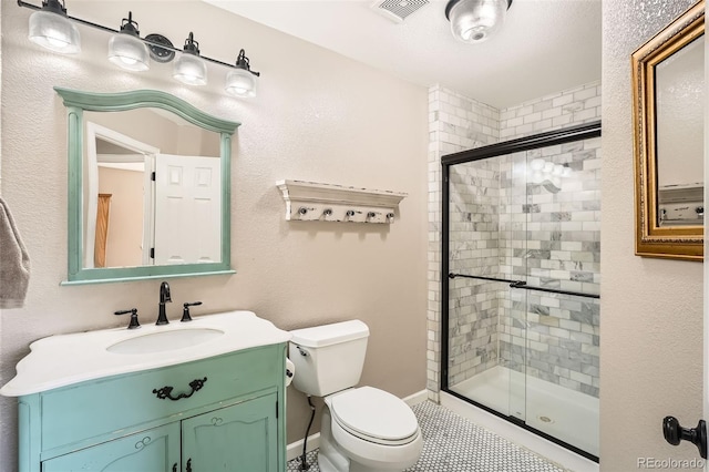 4206 Eagle Ridge Way, Castle Rock, CO 80104 - full bathroom with toilet, a stall shower, vanity, and tile patterned flooring