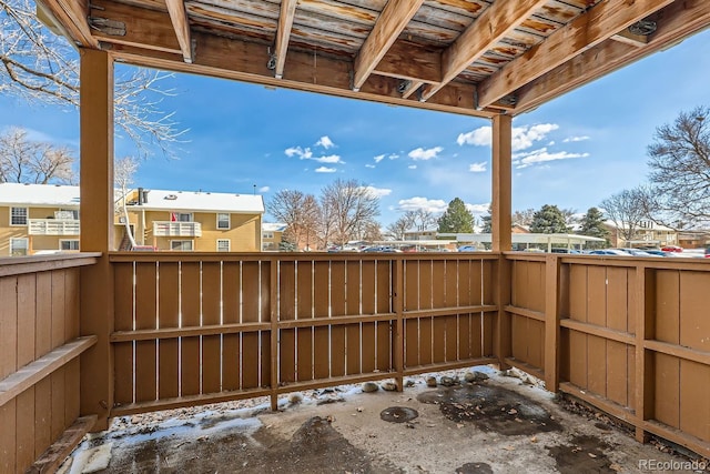 view of snow covered patio