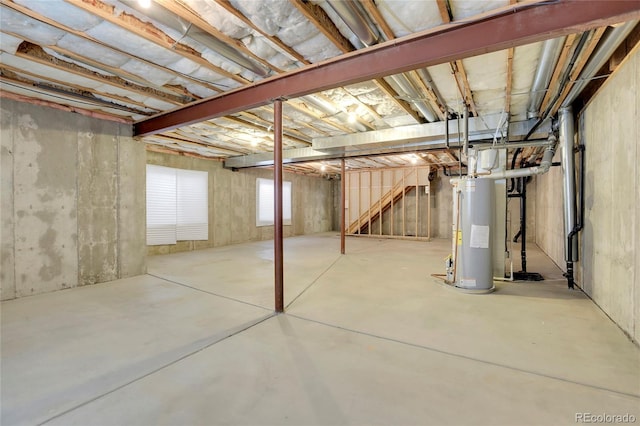 basement featuring water heater