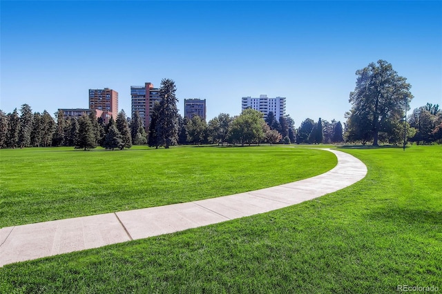 view of home's community featuring a lawn