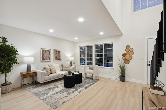 living room featuring light hardwood / wood-style floors