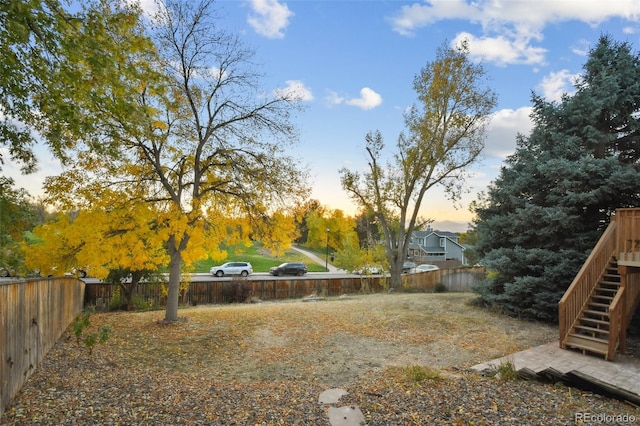 view of yard at dusk