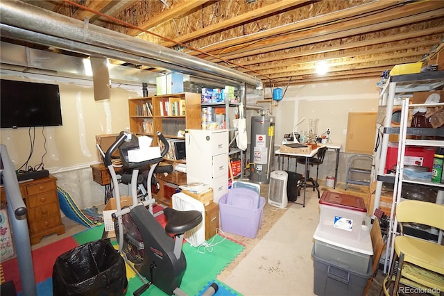 storage area featuring gas water heater