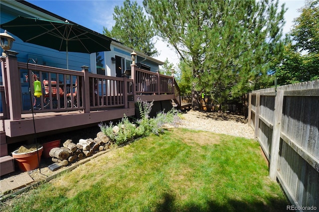 view of yard featuring a deck