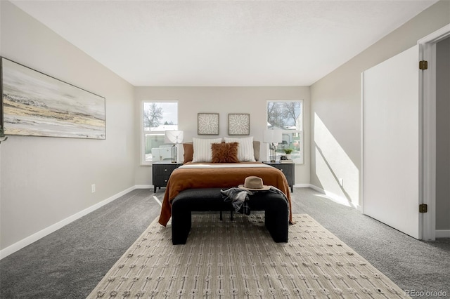 bedroom with multiple windows and carpet flooring