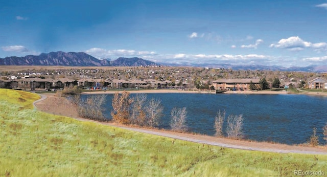 property view of water featuring a mountain view