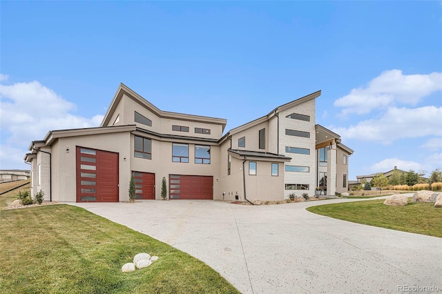 modern home with a front yard