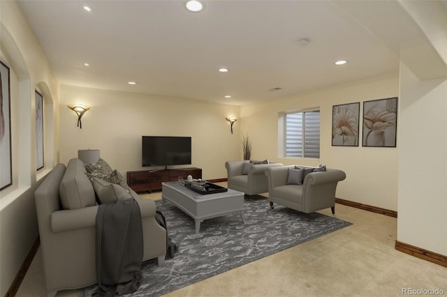 14910 Williams St, Thornton, CO 80602 - carpeted living room featuring recessed lighting and baseboards