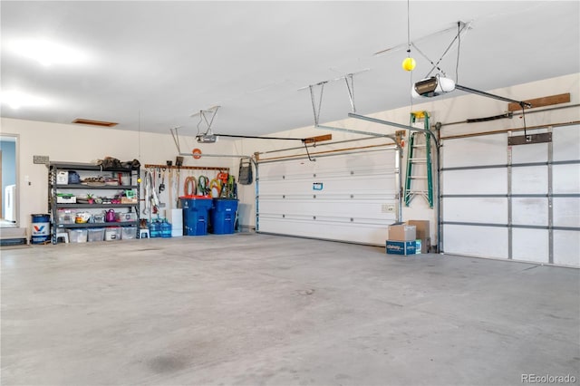 garage with a garage door opener