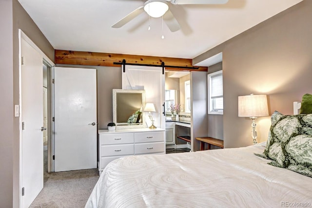 7877 S University Way, Centennial, CO 80122 - bedroom featuring carpet, beamed ceiling, and a ceiling fan