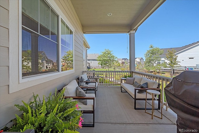 balcony with area for grilling