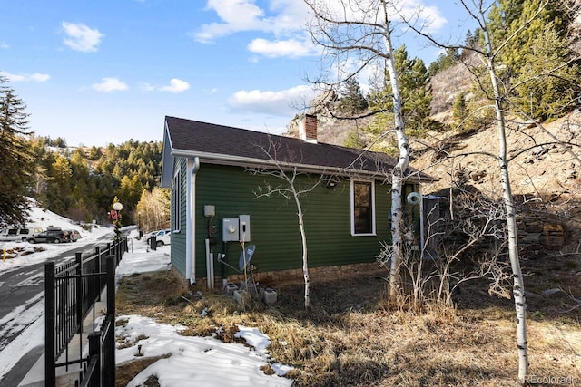 view of snow covered exterior