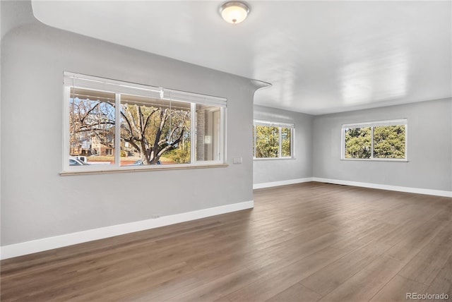 interior space with dark wood-type flooring