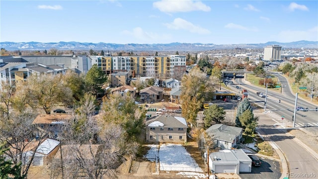 aerial view with a mountain view