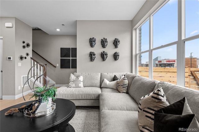 9445 W 58th Cir Unit B, Arvada, CO 80002 - living room featuring stairs and recessed lighting