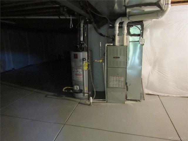 utility room with water heater