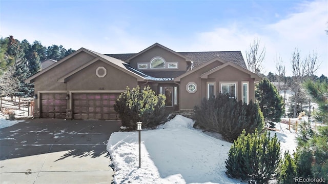 view of front property with a garage