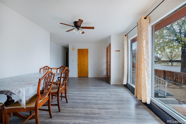 612 W Bijou Ave, Fort Morgan, CO 80701 - dining space with wood finished floors and ceiling fan
