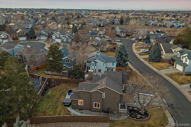 view of aerial view at dusk