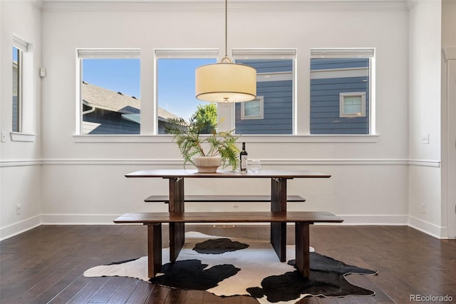 5068 Yosemite Ct, Denver, CO 80238 - unfurnished dining area featuring wood-type flooring and ornamental molding