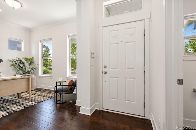 5068 Yosemite Ct, Denver, CO 80238 - entrance foyer with dark wood finished floors and ornamental molding