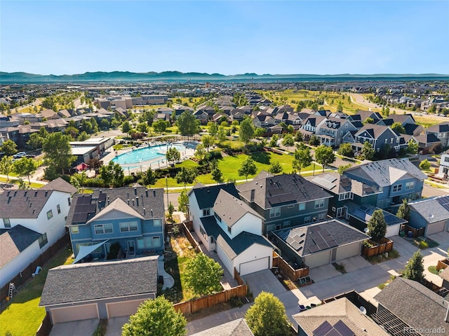 5068 Yosemite Ct, Denver, CO 80238 - aerial view of residential area with a pool area and a mountainous background