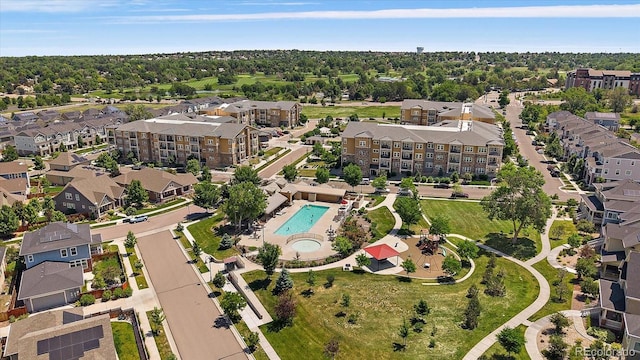 5663 W 96th Ave, Westminster, CO 80020 - aerial view of property and surrounding area with a pool area