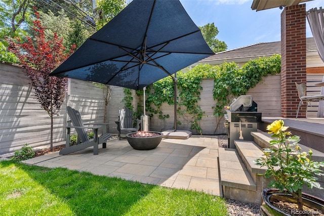 350 Holly St, Denver, CO 80220 - view of patio / terrace featuring an outdoor fire pit and a grill