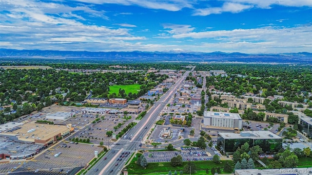 bird's eye view with a mountain view