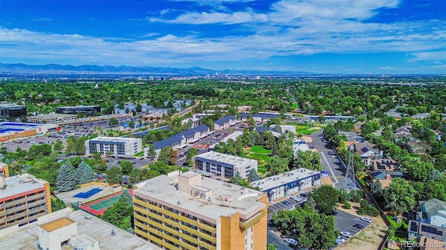 aerial view with a mountain view