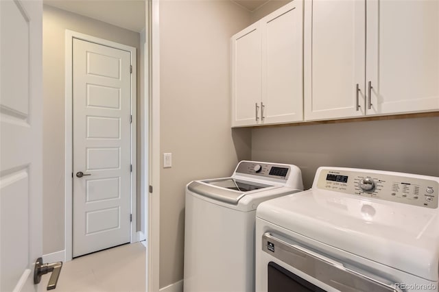 10119 Bellwether Ln, Lone Tree, CO 80124 - laundry area featuring cabinet space, separate washer and dryer, and baseboards